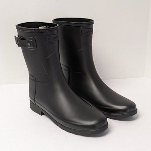 Hunter Original Refined Short Rain Boots, Black, Women's 9 M